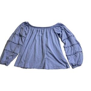 Lilly Pulitzer Purple crop Top cut out Sleeve elastic Neck Casual Blouse Size S